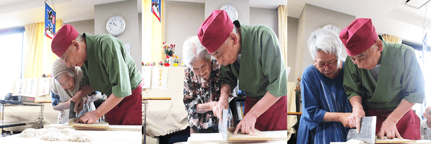 サービス付き高齢者向け住宅蕎麦打ち体験