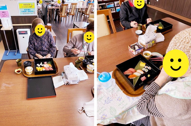 寿司御膳を楽しむご利用者さま