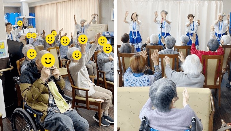 賛美フラを楽しむご利用者さま