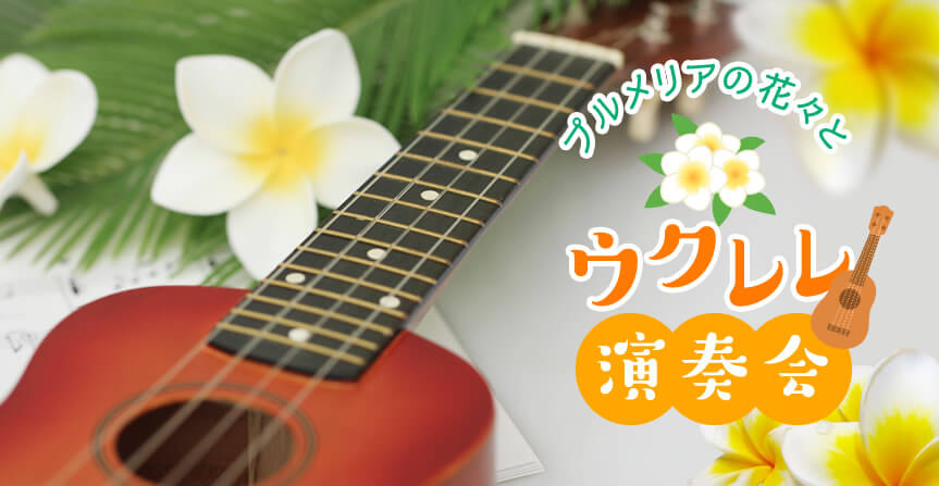 プルメリアの花々とウクレレ演奏会