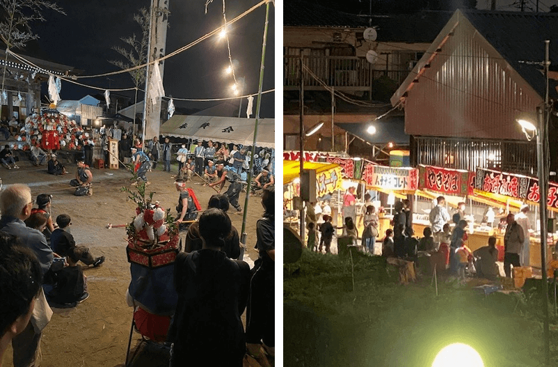あきる野小宮神社秋季例大祭2025出店などの様子