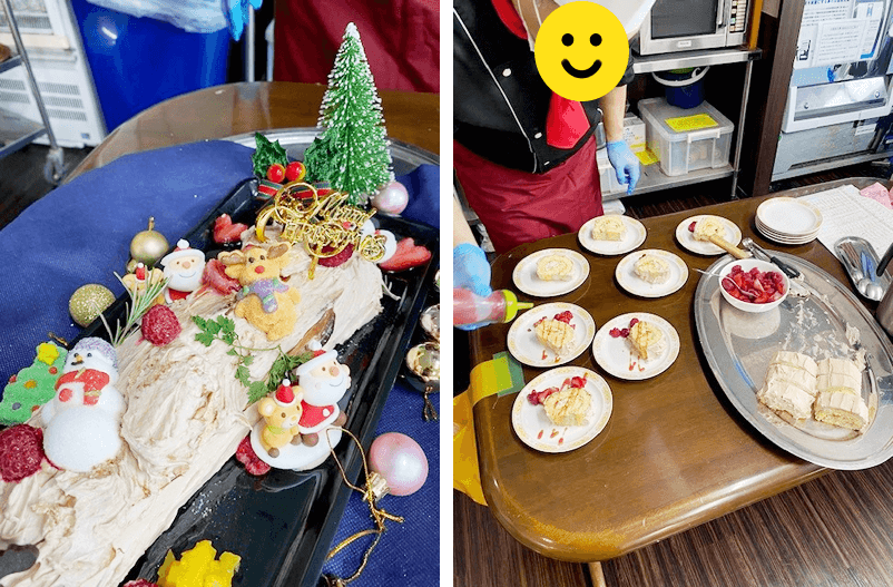 カットされるブッシュドノエル