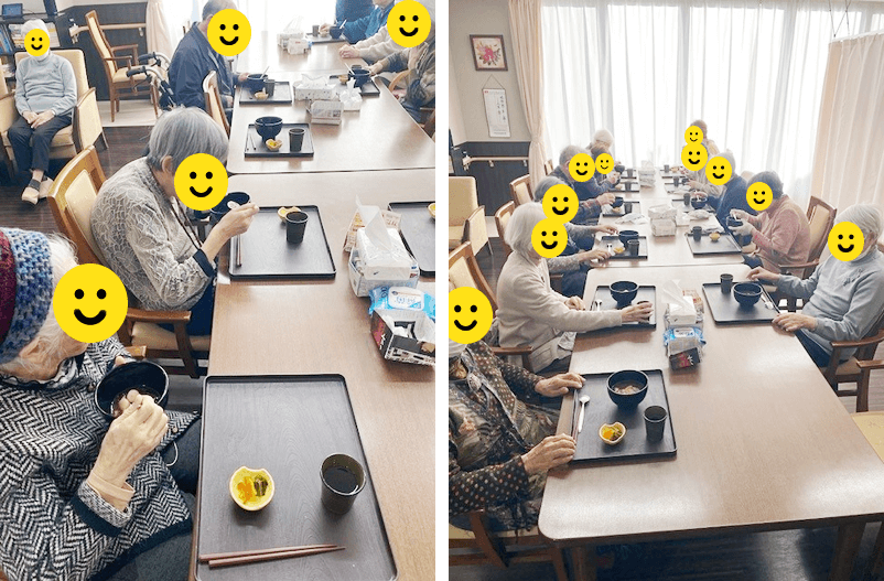 おしるこを楽しむご利用者さま